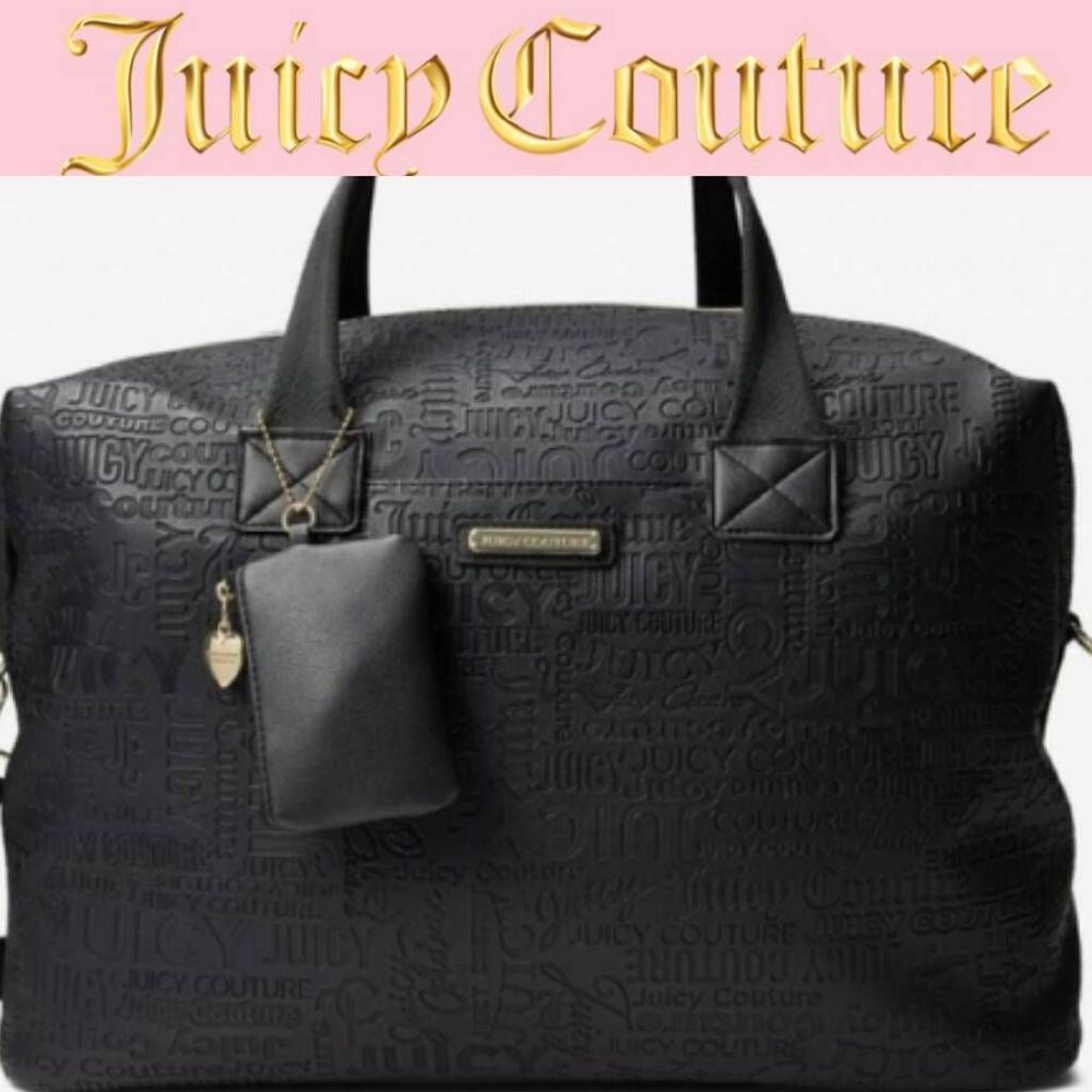 Juicy Couture Word Play Faux Leather Weekender- Black